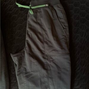Fabletics Black Scrub Joggers with Green Tie
